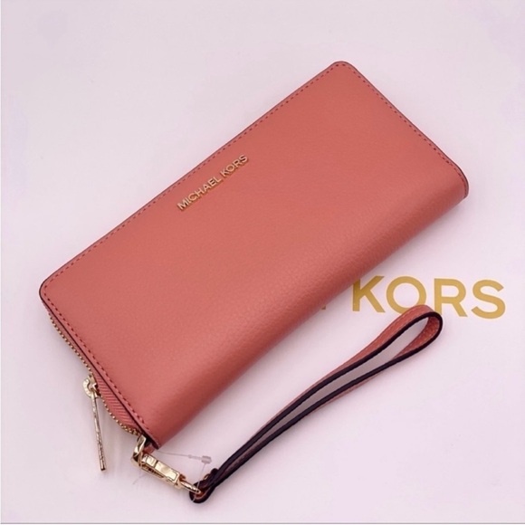 Michael Kors Jet Set Travel Large Continental Wallet Sherbert - Picture 1 of 11